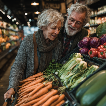 Senior che prepara un pasto salutare e colorato